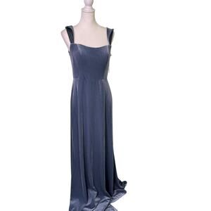 jenny yoo collection nwt "issa" floor length blue velvet gown womens size 10